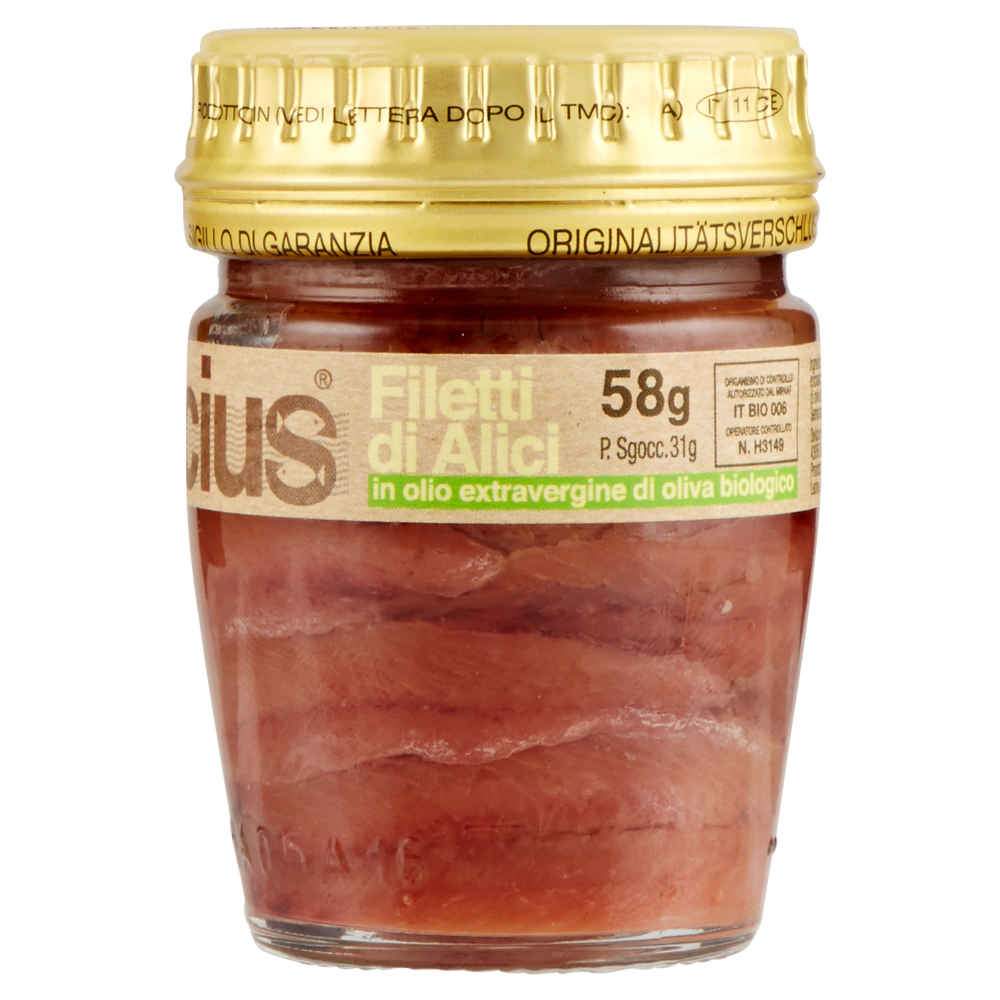 Delicius Linea Bio Filetti di Alici in olio extravergine di oliva biologico 58 g