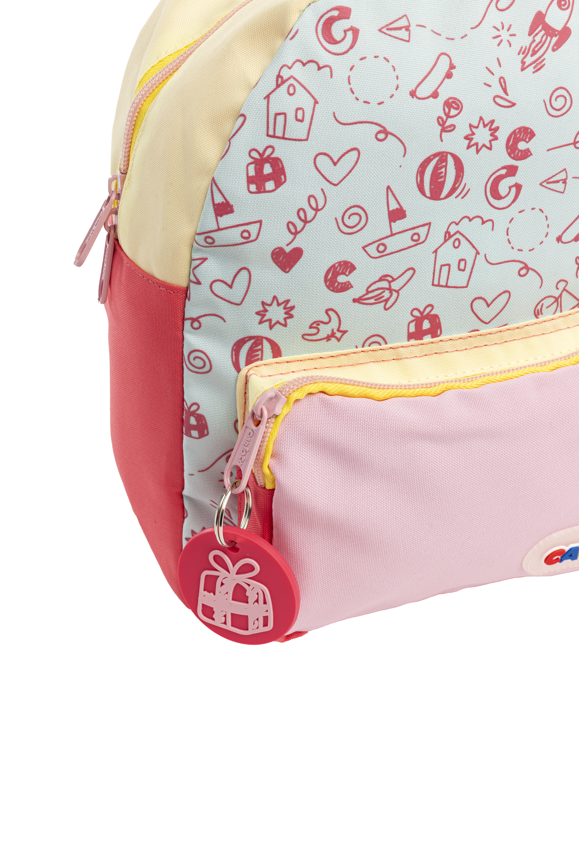 Carioca Zainetto tondo doodle rosa - riciclato