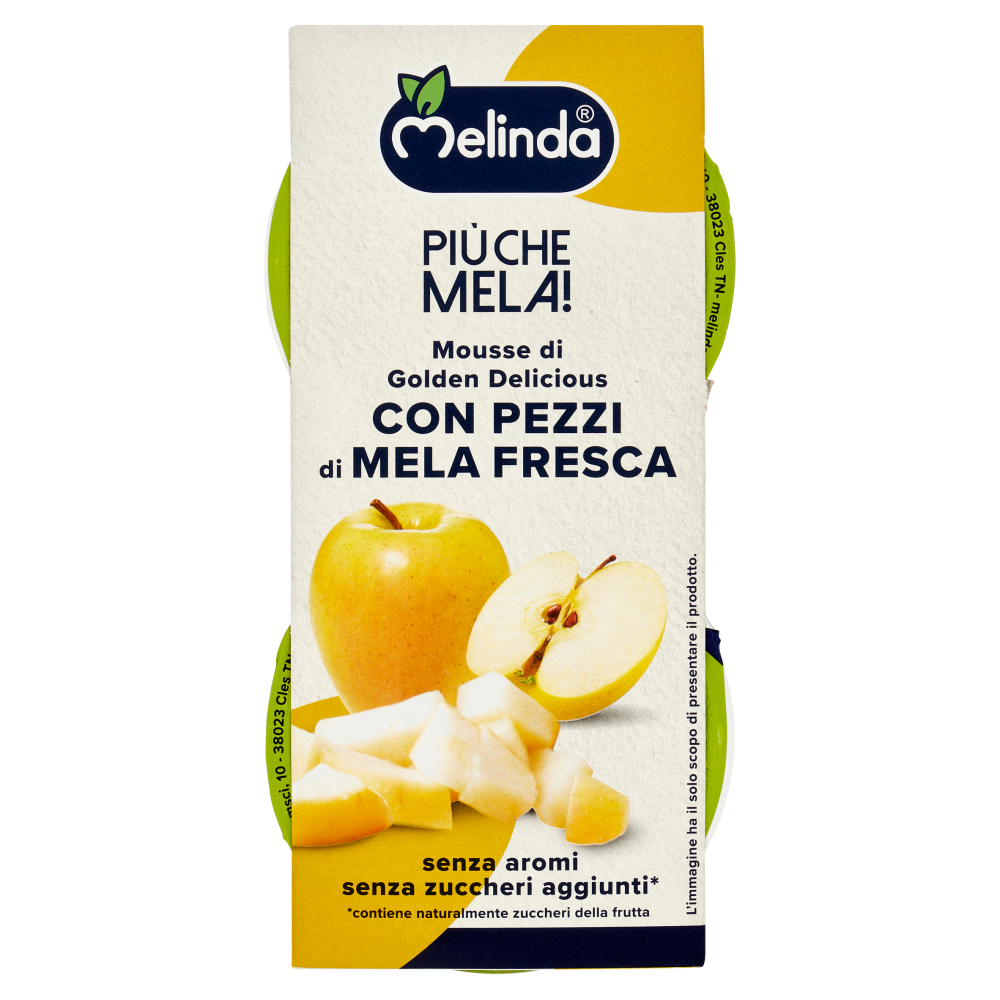 Melinda Pi&ugrave; che Mela! Mousse di Golden Delicious con Pezzi di Mela Fresca 2 x 100 g