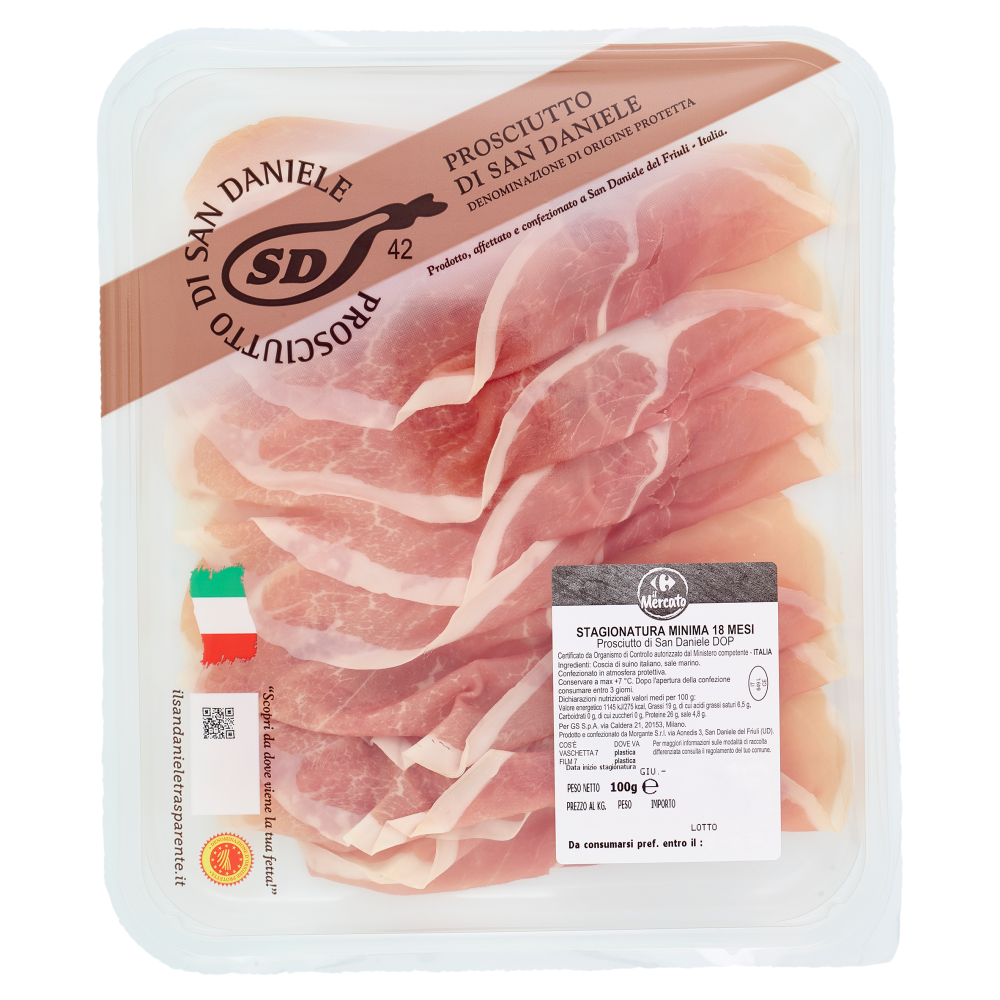 Carrefour il Mercato Prosciutto di San Daniele DOP Stagionatura Minima 18 Mesi 100 g