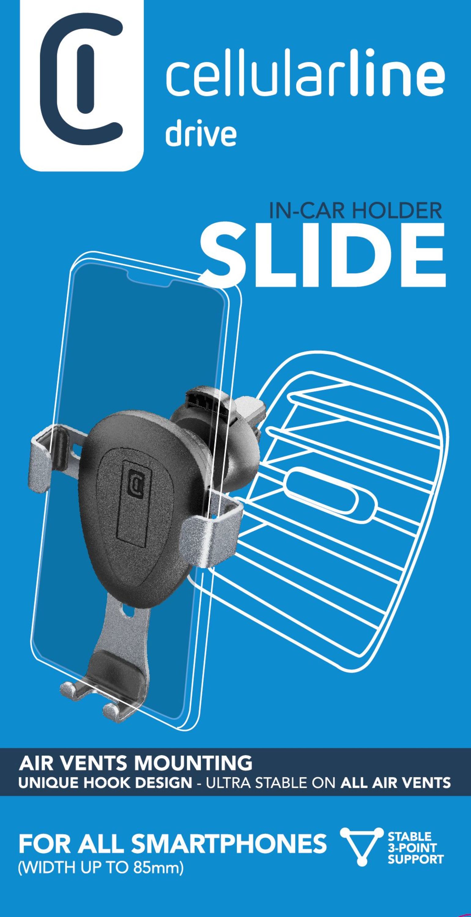 Cellularline Slide - Universal Supporto smartphone da auto per alette di aerazione