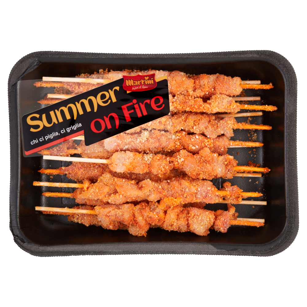 Martini Summer on Fire Arrosticini di Pollo Panati Marinati in Salsa BBQ Kansas 0,330 kg