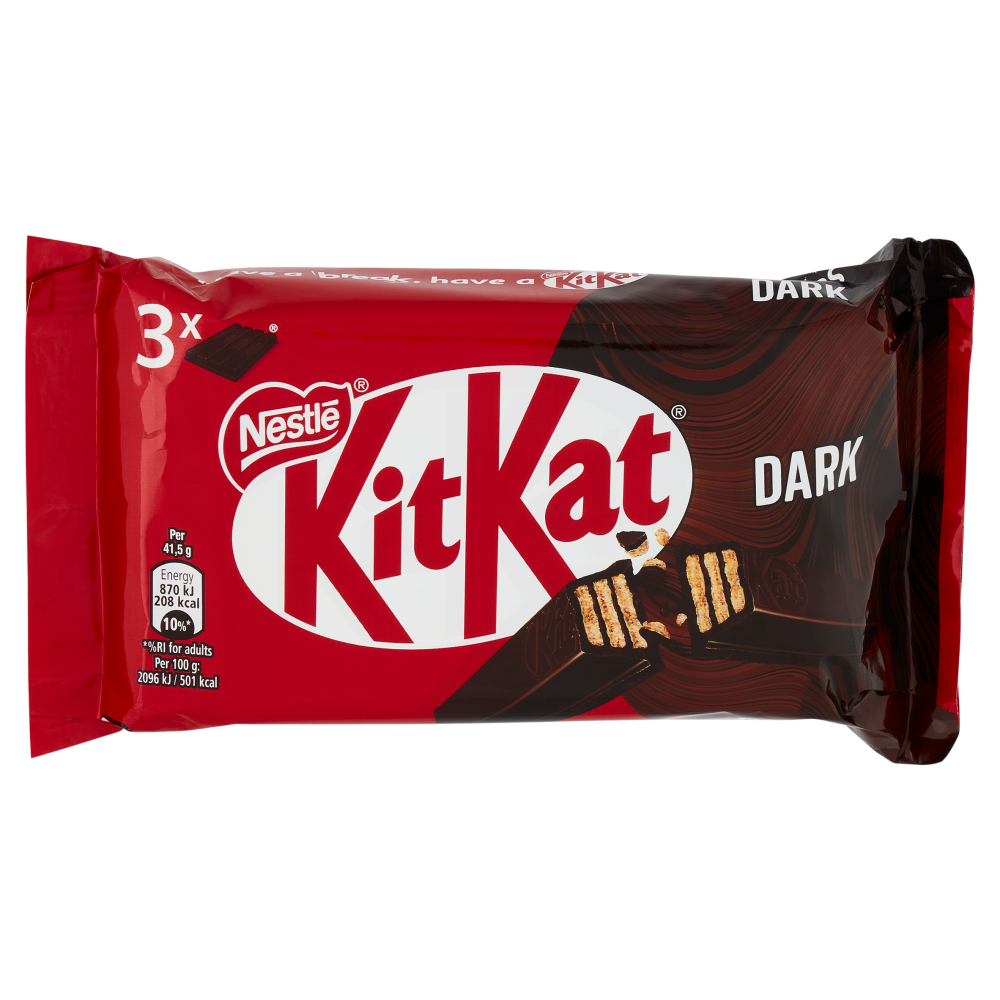 KITKAT Dark Wafer ricoperto di Cioccolato Fondente 3 snack da 41,5g