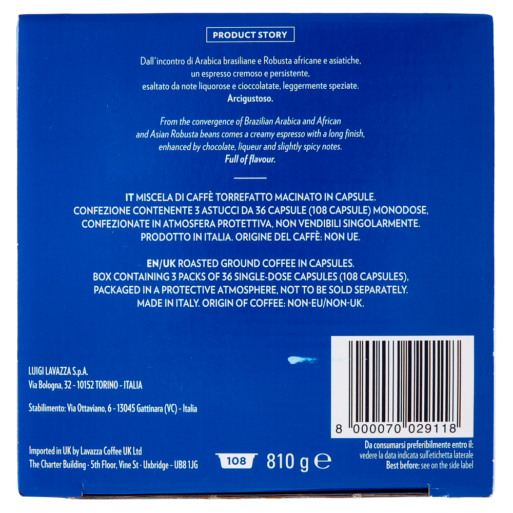 Lavazza A Modo Mio crema e gusto Classico 108 Capsule 810 g