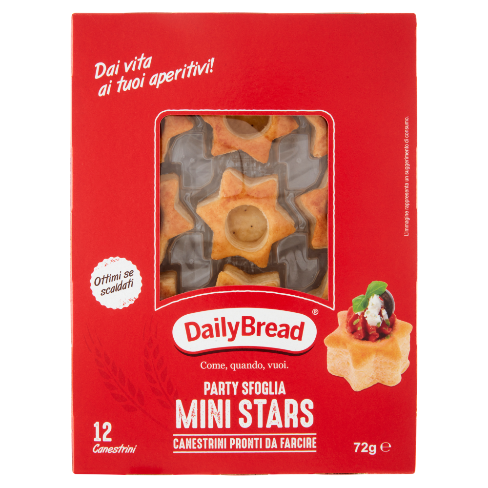 DailyBread Party Sfoglia Mini Stars 12 Canestrini 72 g