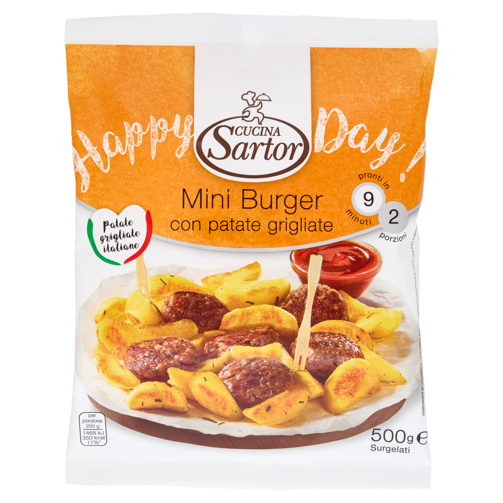 Cucina Sartor Happy Day! Mini Burger con patate grigliate Surgelati 500 g