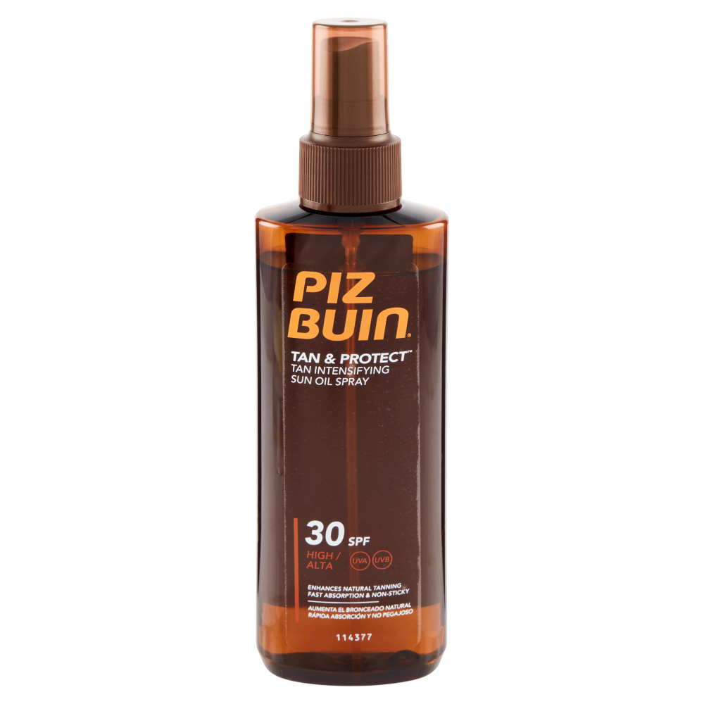 Piz Buin, Olio Solare Intensificatore Dell'Abbronzatura Tan & Protect, Protezione Alta 30 SPF, 150ml
