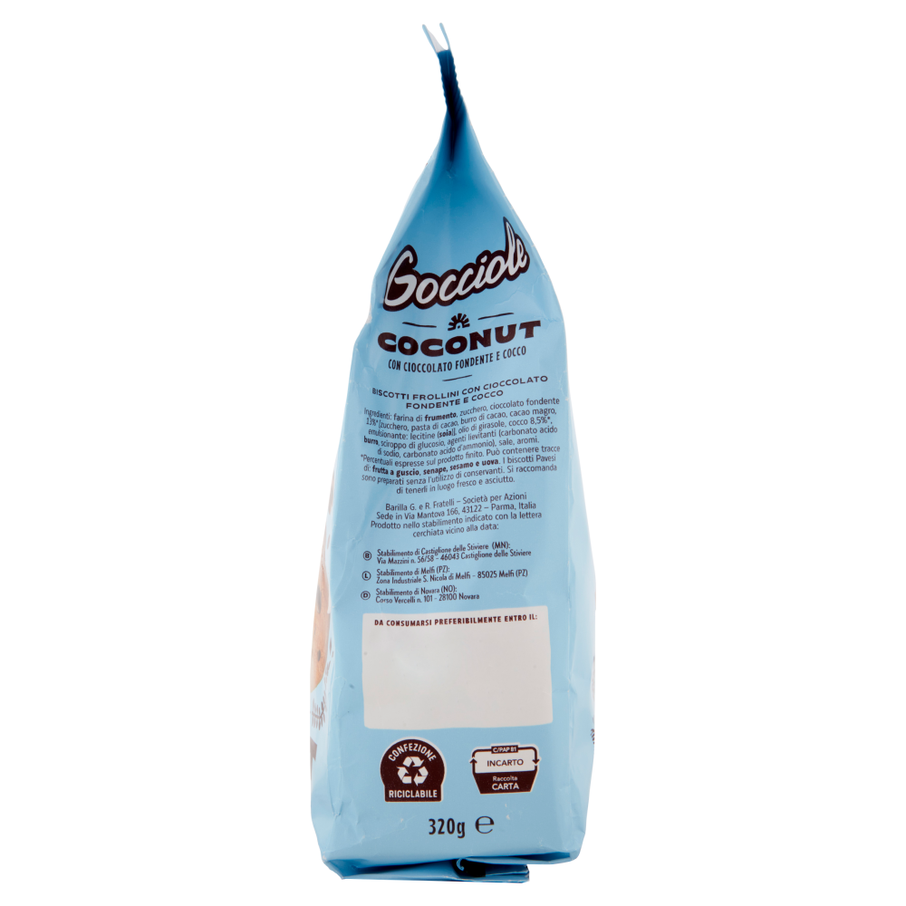 Pavesi Gocciole Coconut Biscotti con Gocce di Cioccolato Fondente e Cocco 320g