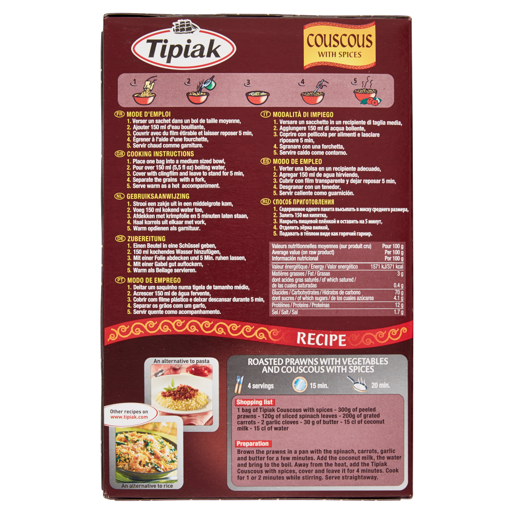 Tipiak Couscous with Spices 2 x 125 g
