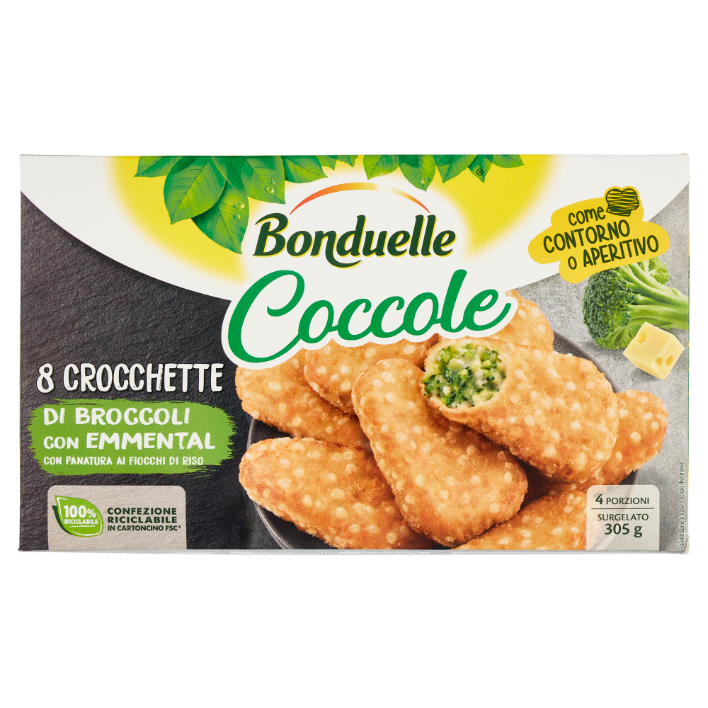 Bonduelle Coccole 8 Crocchette di Broccoli con Emmental Surgelato 305 g