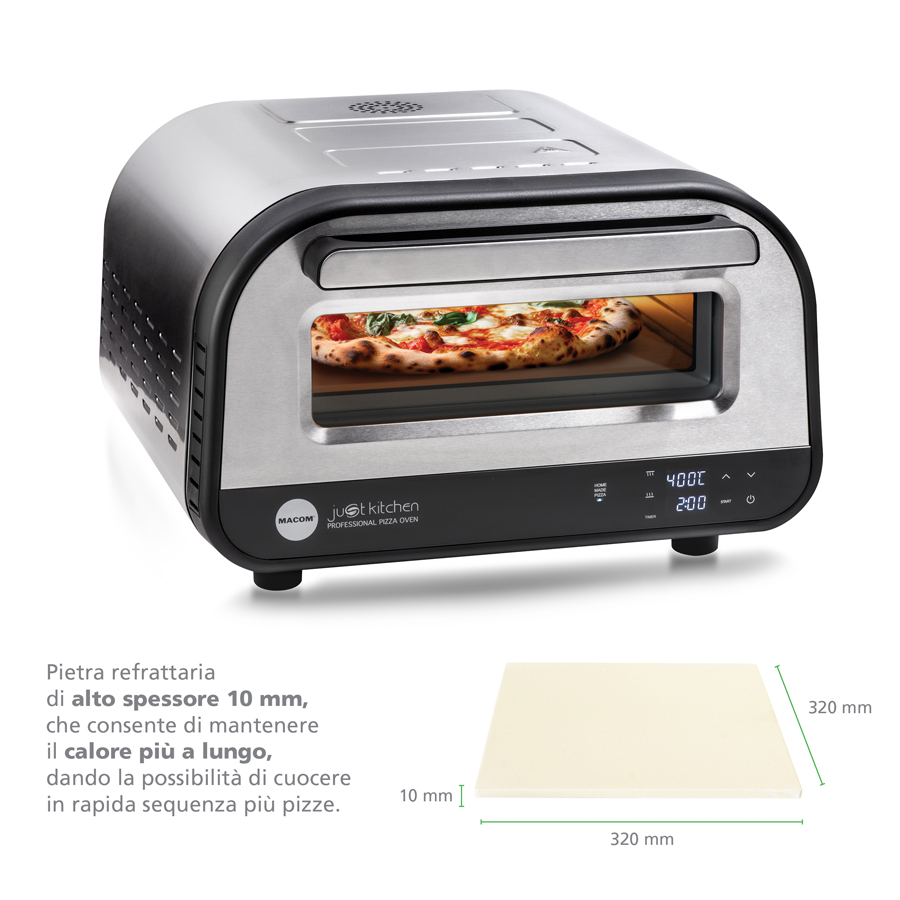 Macom 884 macchina e forno per pizza 1 pizza(e) 1700 W Nero, Acciaio inox