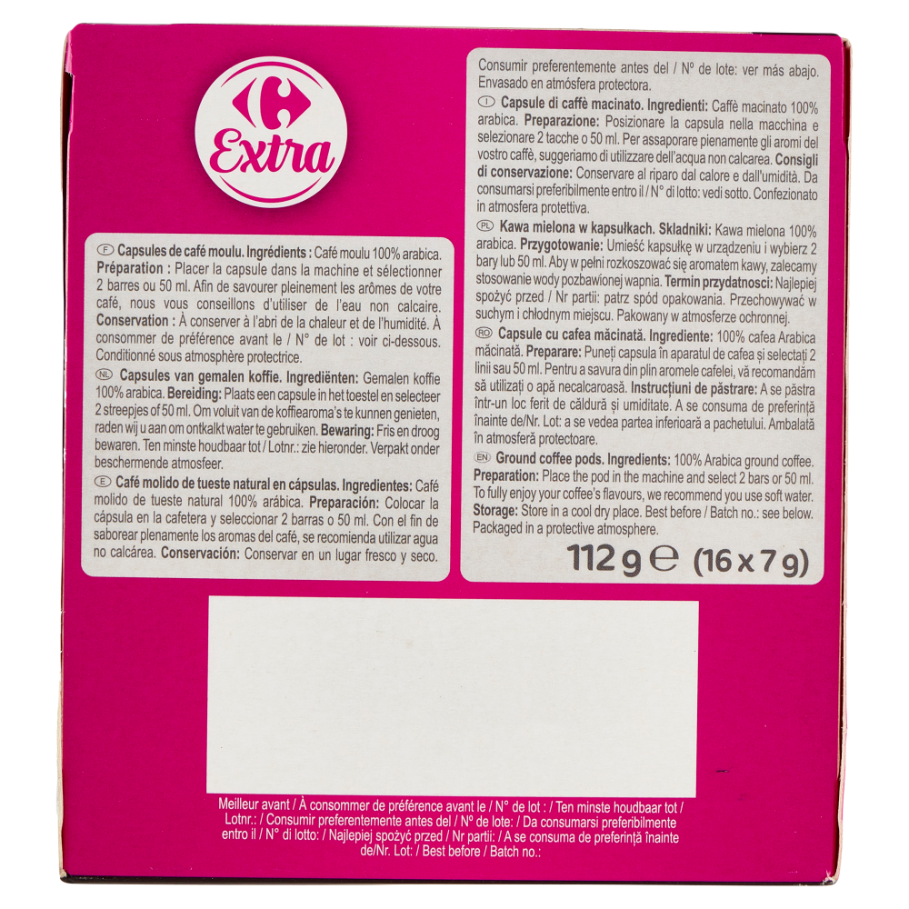 Carrefour Extra Espresso 100% Arabica Capsule 16 x 7 g