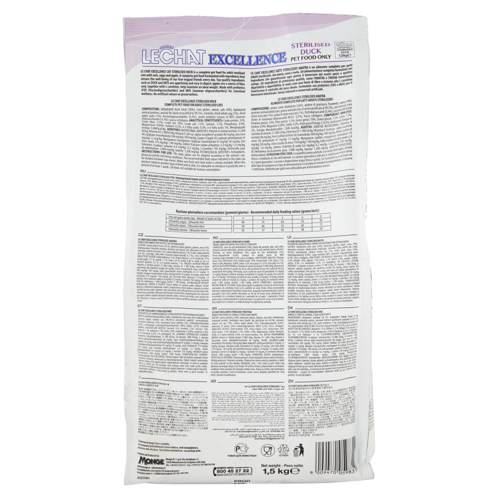 LeChat Excellence Sterilised Anatra 1,5 kg