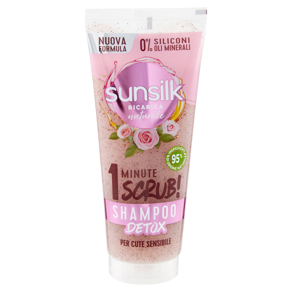 sunsilk Ricarica Naturale 1 Minute Scrub! Shampoo Detox per Cute Sensibile 200 ml