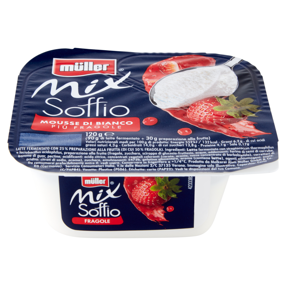 müller Mix Soffio Mousse di Bianco Più Fragole 120 g