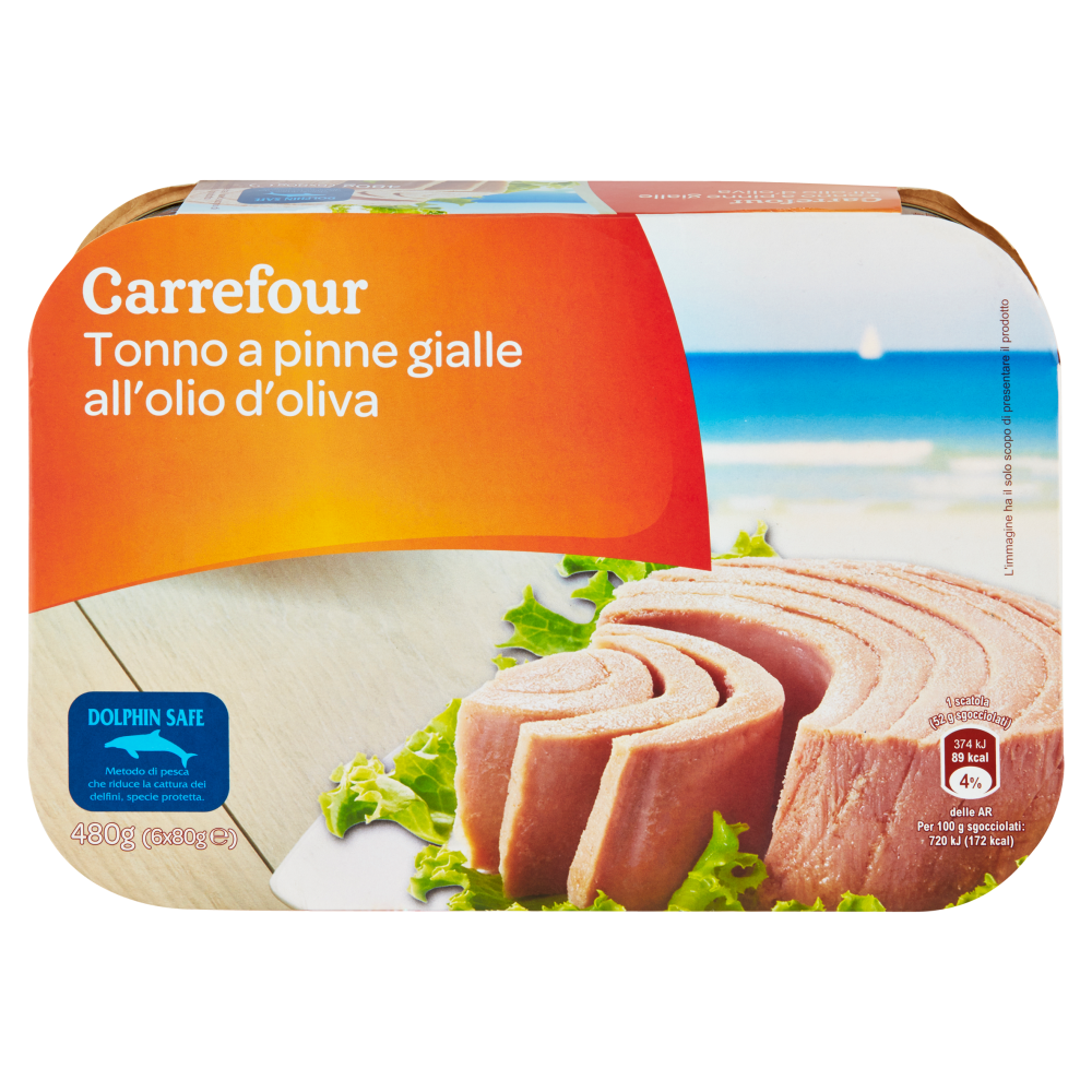 Carrefour Tonno a pinne gialle all'olio d'oliva 6 x 80 g