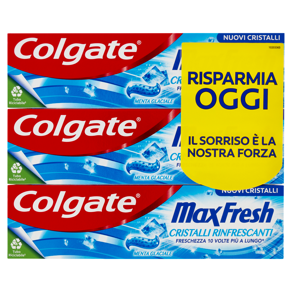 Colgate dentifricio Max Fresh Cristalli Rinfrescanti 3x75 ml