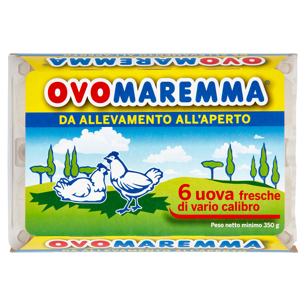 Ovomaremma 6 uova fresche di vario calibro da Allevamento all'Aperto 350 g