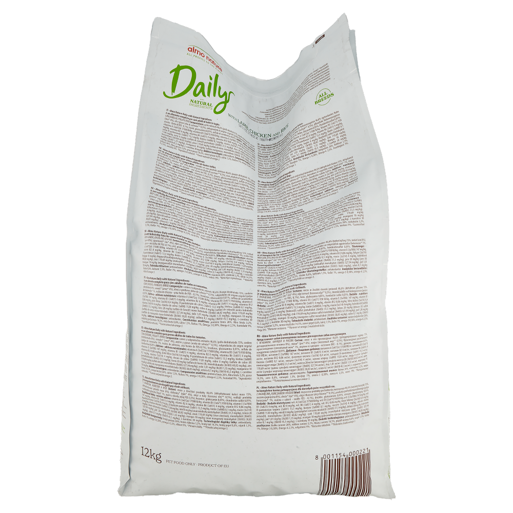 almo nature Daily Adult Dog con Agnello, Pollo e Riso 12 kg