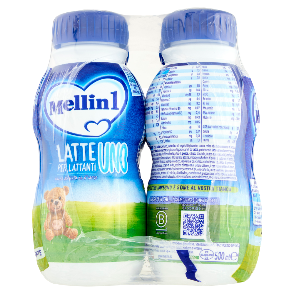 MELLIN 1 - Latte di Partenza Liquido per Lattanti dalla nascita al 6° mese compiuto, 4x500ml