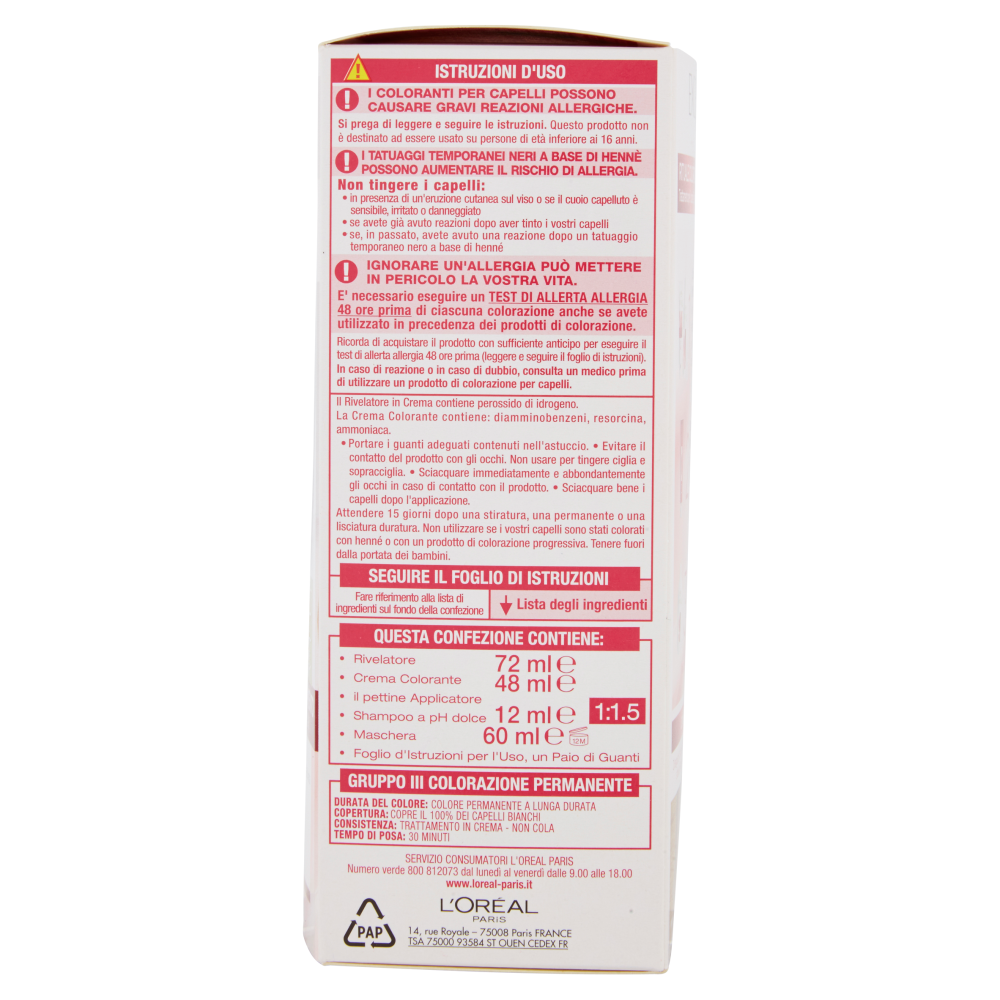 L'Or&eacute;al Paris Excellence Crema colorante triplo trattamento avanzato, 4.54 Castano Mogano Ramato