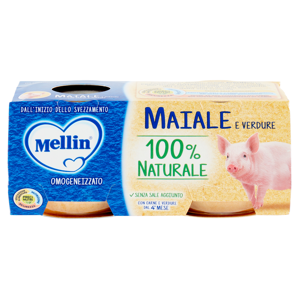 Mellin Maiale e Verdure 100% Naturale Omogeneizzato 2 x 80 g