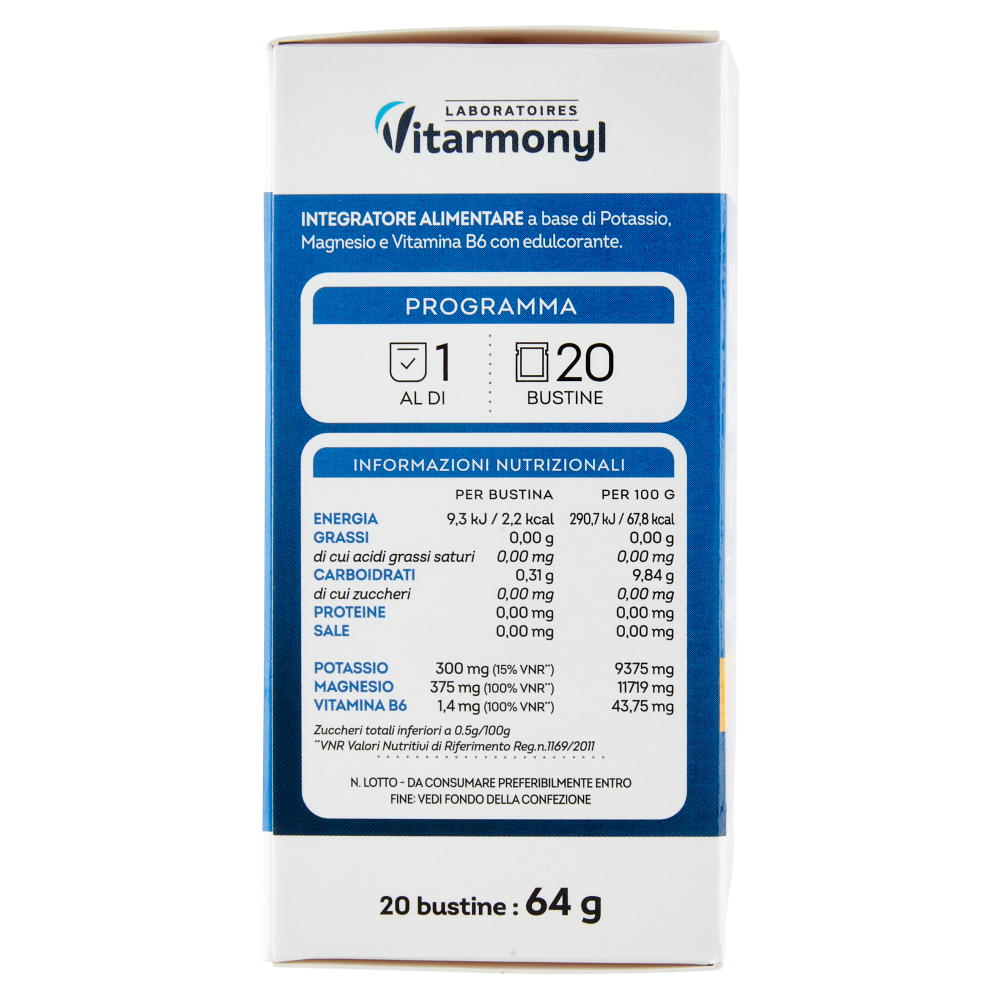 Laboratoires Vitarmonyl Potassio Magnesio* + B6 20 Bustine 64 g