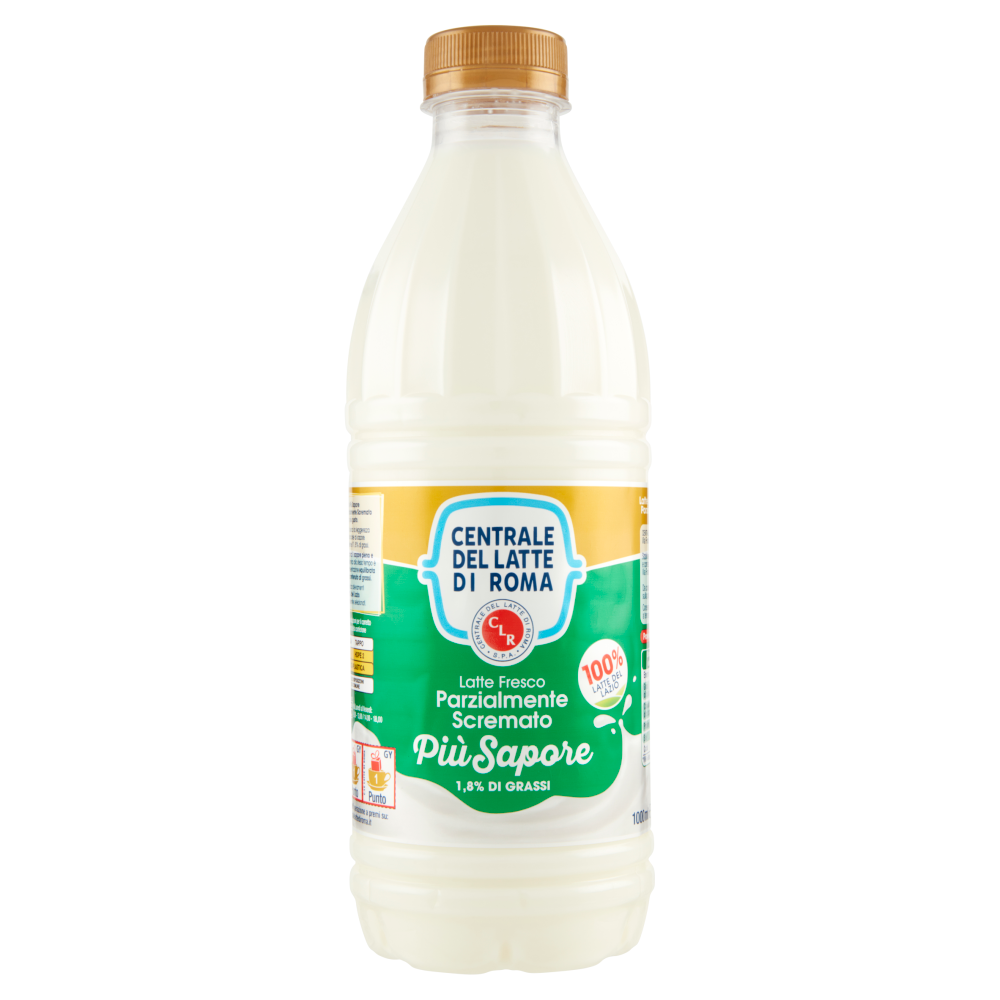 Centrale del Latte di Roma Latte Fresco Parzialmente Scremato Pi&ugrave; Sapore 1,8% di Grassi 1000 ml
