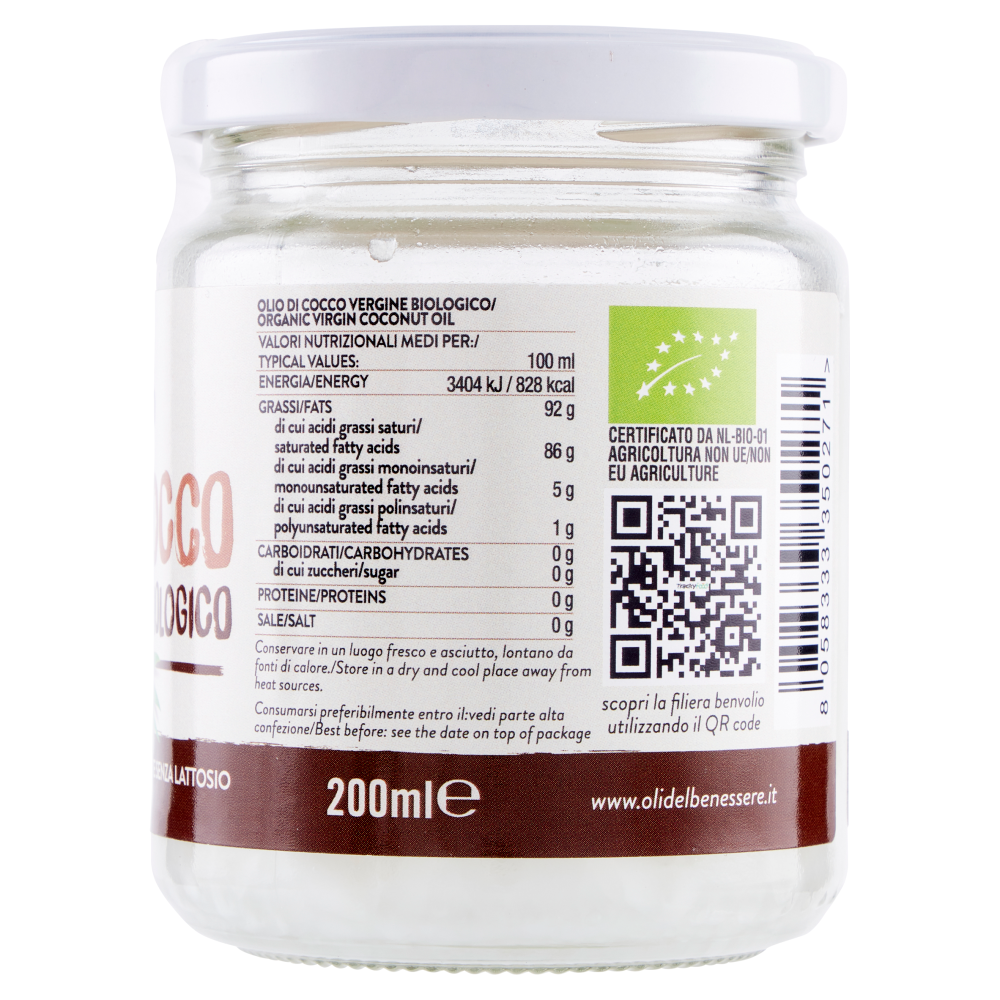 Benvolio Olio di Cocco Vergine Biologico 200 ml