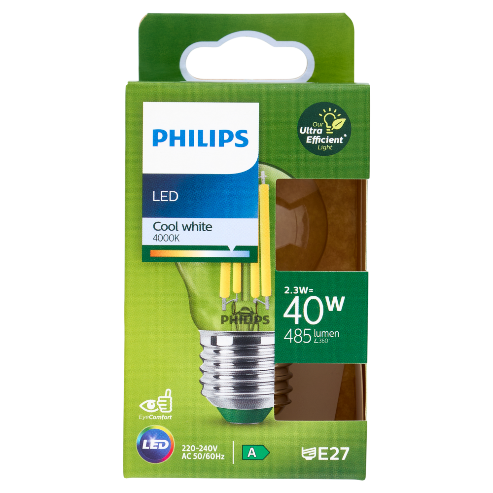 Philips LED Sfera Vetro Filam 40W E27 4000K Non-Dim Classe A