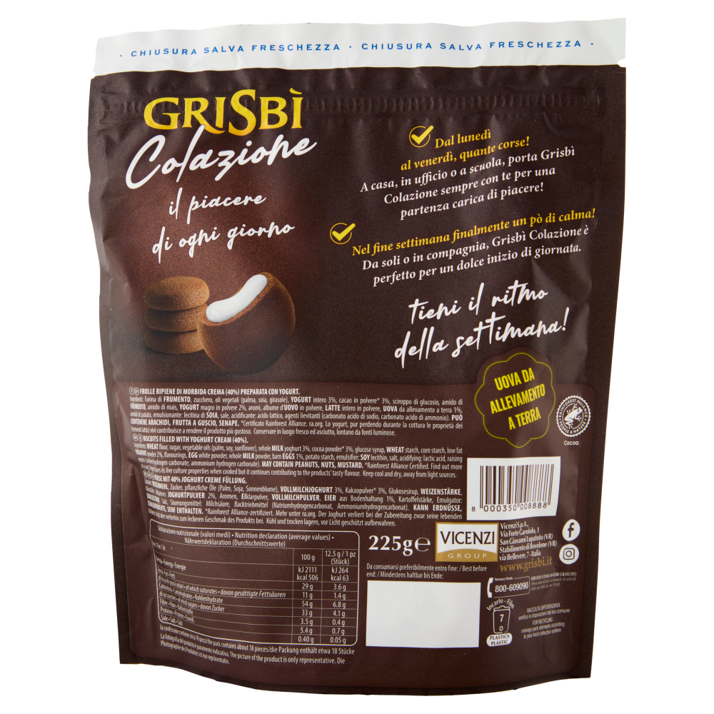 Grisbì Colazione con Crema Preparata con Yogurt 225 g