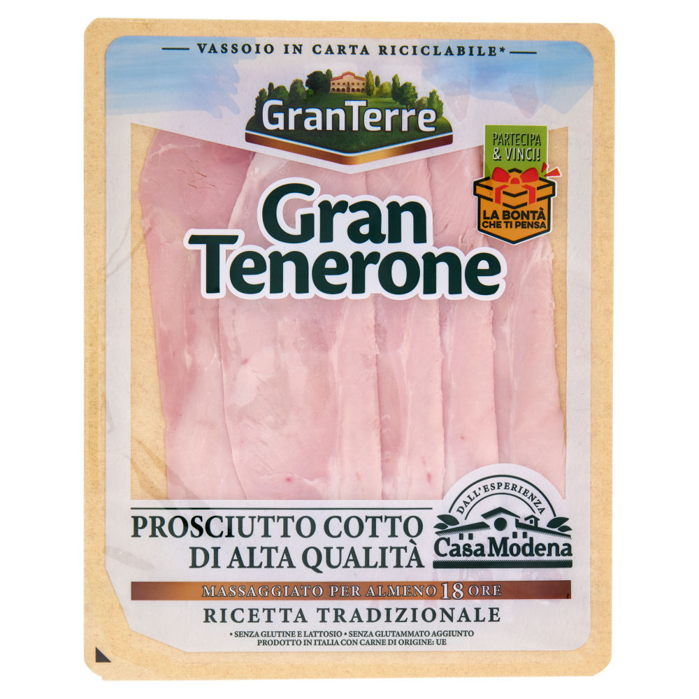 GranTerre Gran Tenerone Prosciutto Cotto di Alta Qualità 110 g