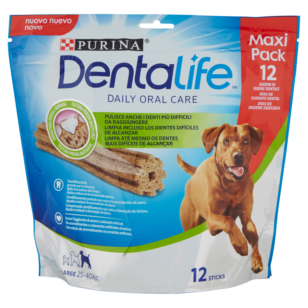 PURINA DENTALIFE Cane Snack per l'igiene orale Taglia Large busta 12 stick 426g