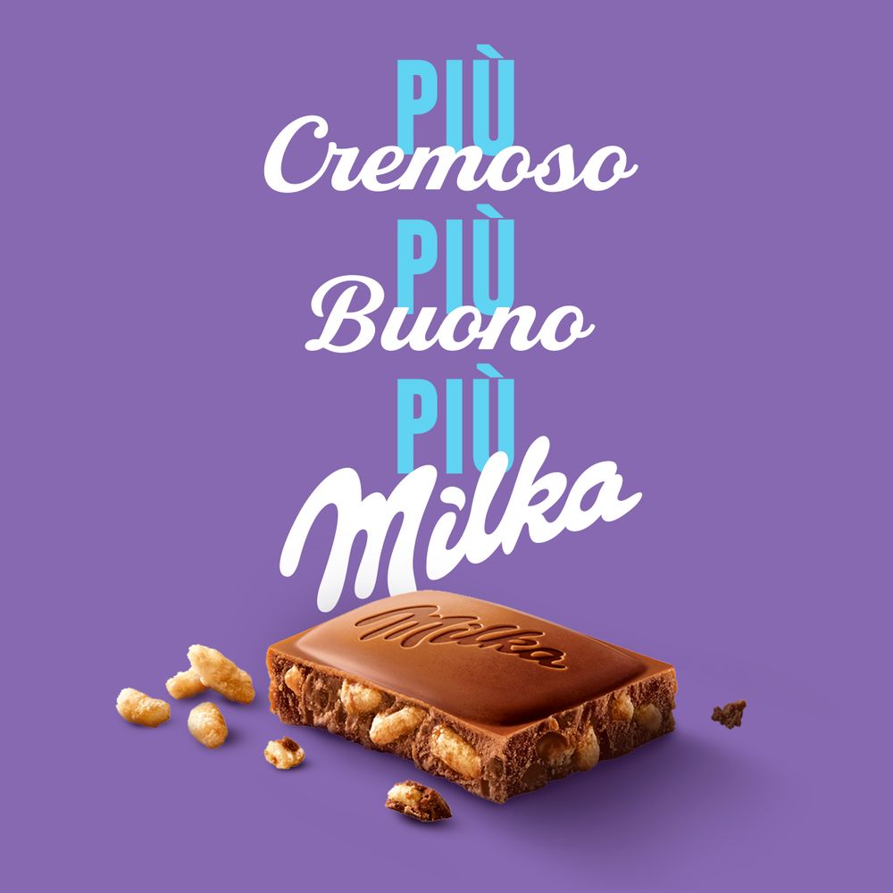 Milka Riso Soffiato, Tavoletta di Cioccolato al Latte Ripieno di Riso Soffiato, Latte 100% Alpino - 100 g