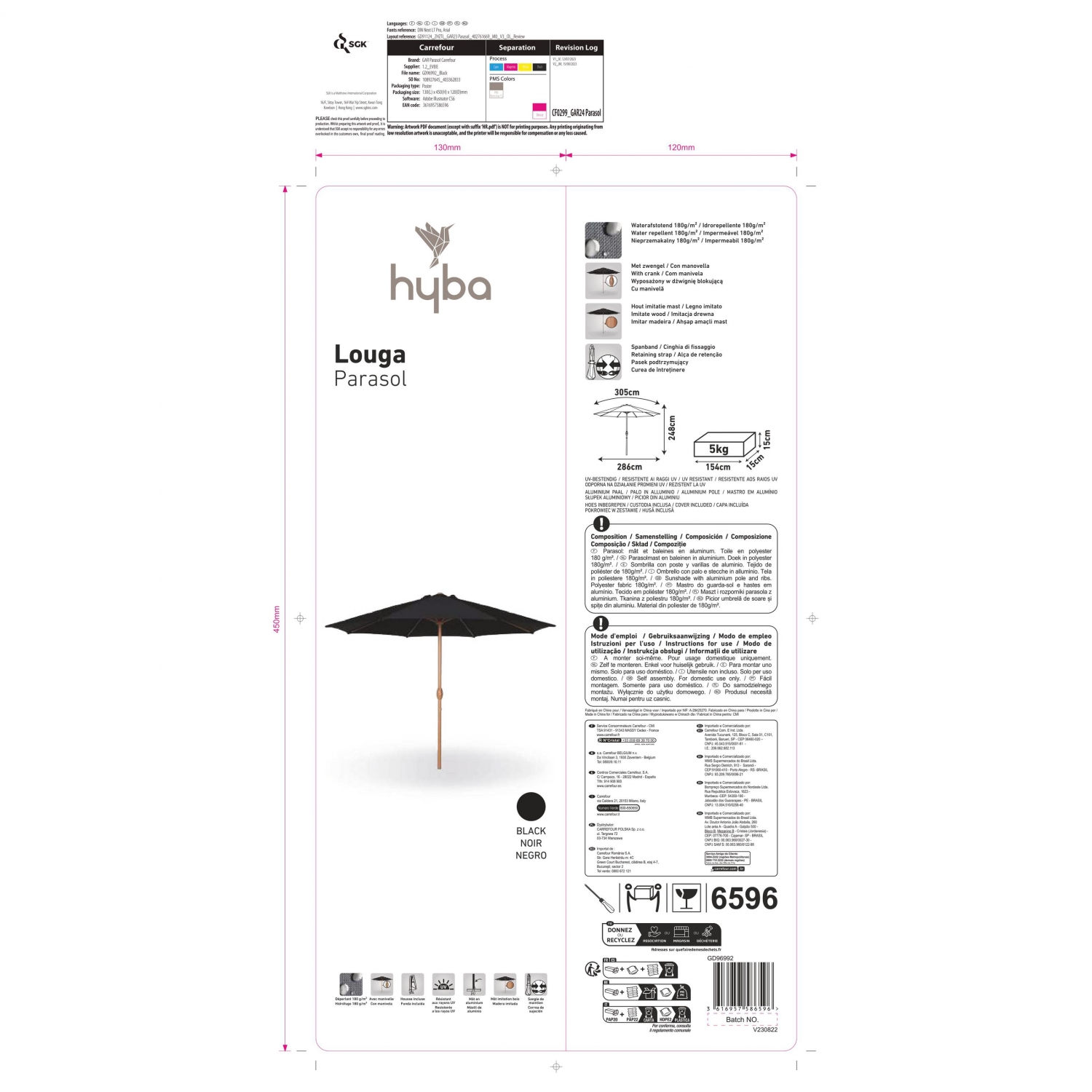 Hyba Ombrellone da giardino in alluminio