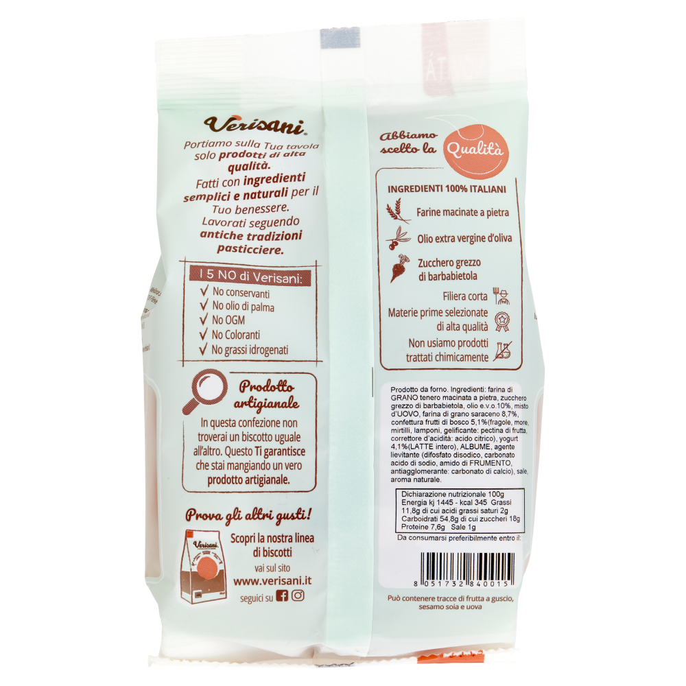 Verisani Biscotti Grano Saraceno yogurt e frutti di bosco 300 g