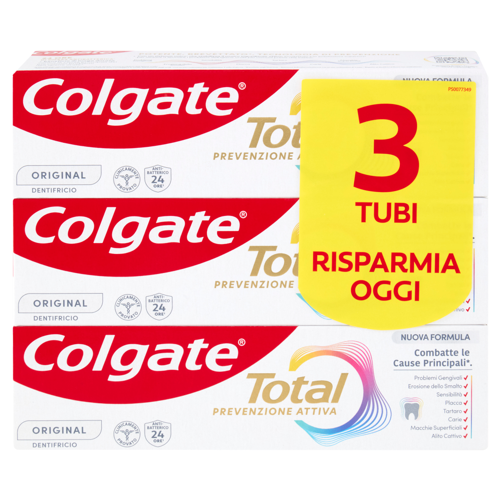 Colgate Dentifricio Total Prevenzione Attiva Original 3 x 75 ml