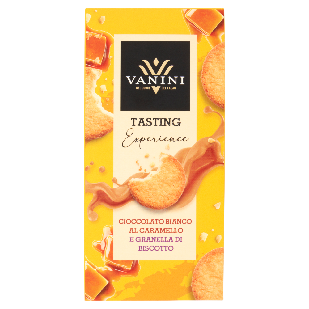 Vanini Tasting Experience Cioccolato Bianco al Caramello e Granella di Biscotto 75 g