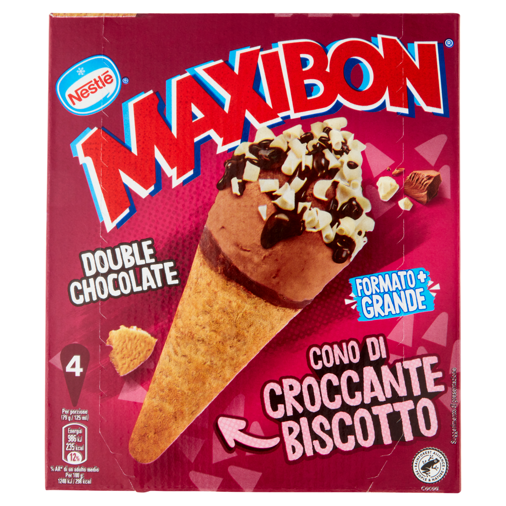 NESTLÉ Maxibon Cono di Croccante Biscotto Double Chocolate 4 x 79 g
