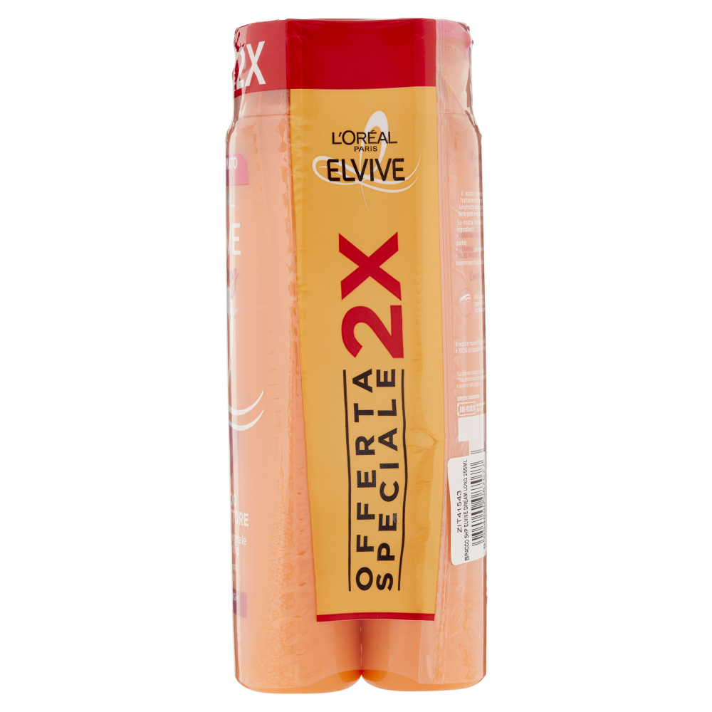 L'Or&eacute;al Paris Shampoo Elvive Dream Long, Per Capelli Lunghi e Lisci, Confezione da 2