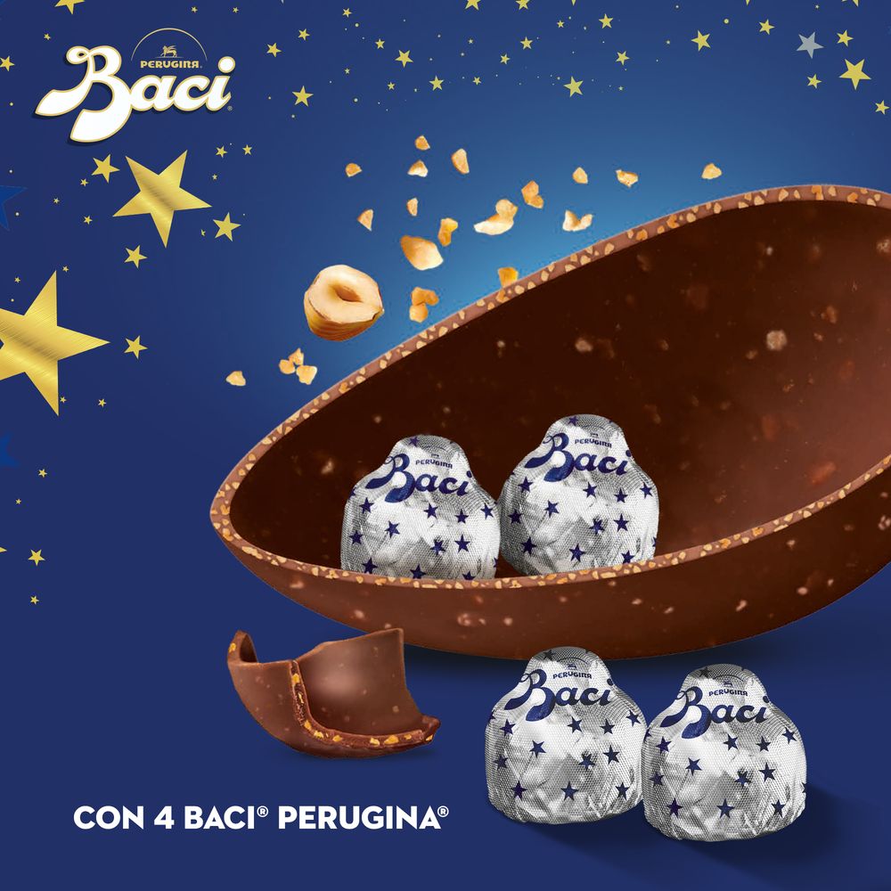 Uovo di Pasqua Cioccolato Fondente Messaggi Incisi con Nocciole e 4 Cioccolatini 310g