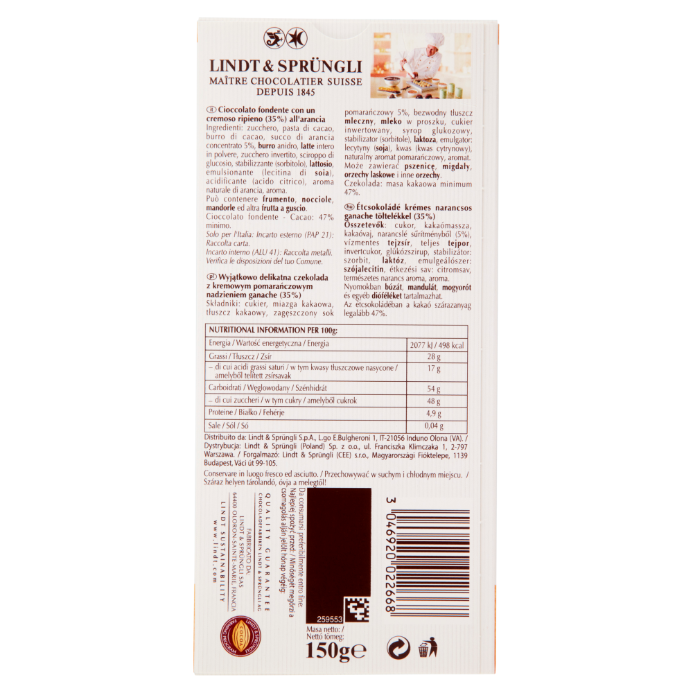 Lindt Creation Tavoletta Cioccolato fondente Arancia 150 g