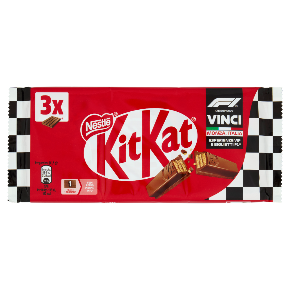 KITKAT Classic Wafer ricoperto di Cioccolato al Latte 3 Snack da 41,5g