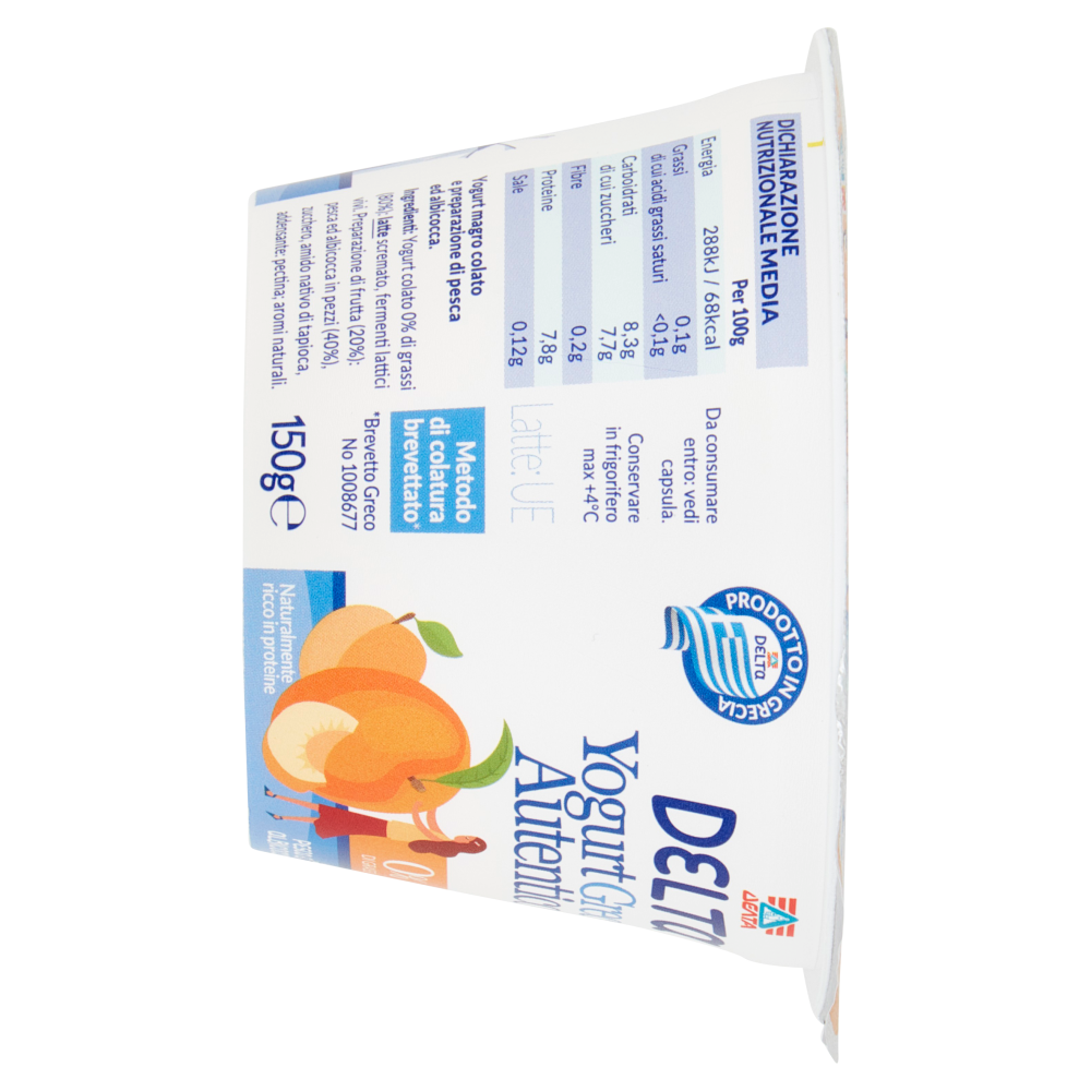 Delta Yogurt Greco Autentico 0% di Grassi Pesca ed Albicocca 150 g