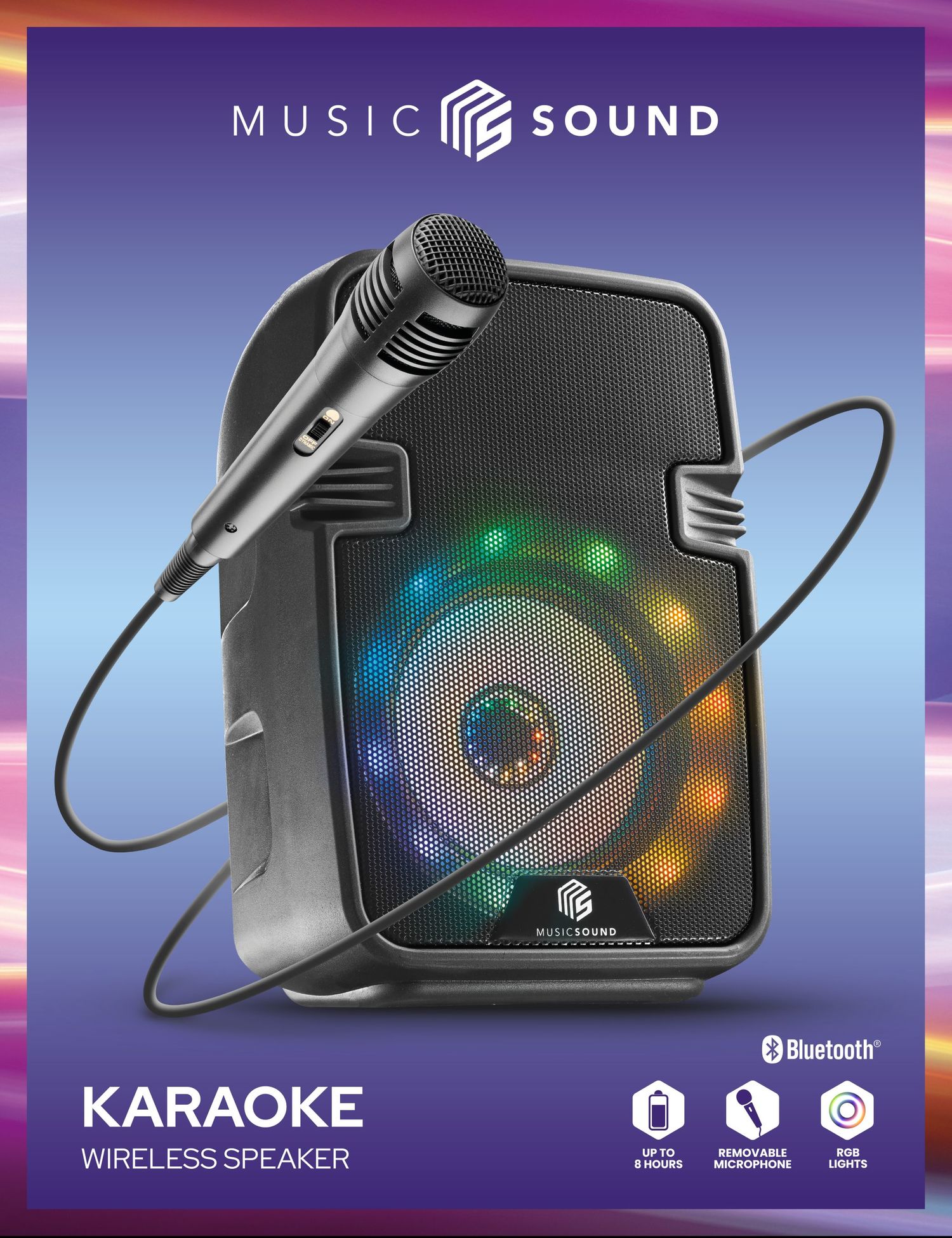 Music Sound Karaoke Speaker bluetooth Karaoke: grazie al microfono e alle luci led potrete sbizzarrirvi cantando le vostre canzoni preferite
