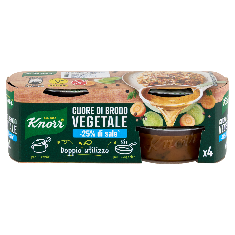 Knorr Cuore di Brodo Vegetale --25% di sale^ 4 x 28 g