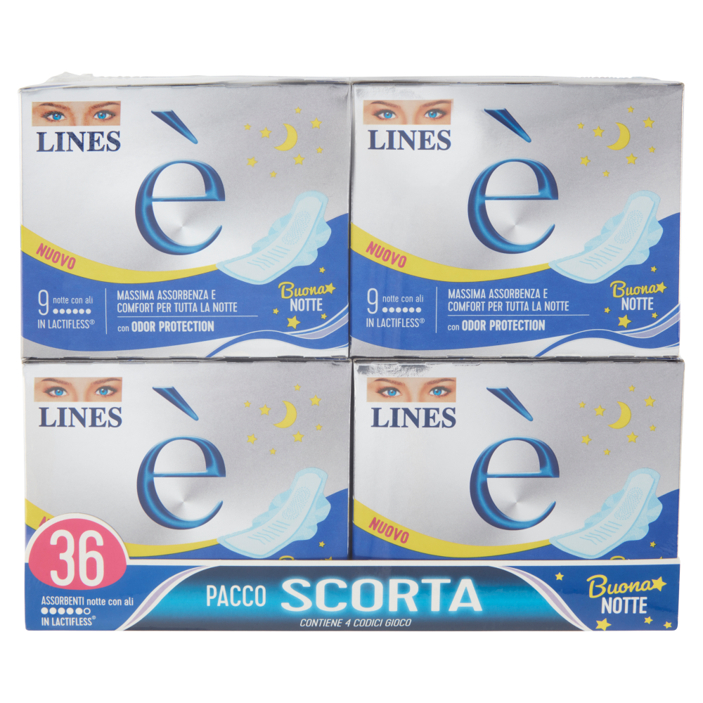 Lines è Assorbenti notte con ali 4 x 9 pz