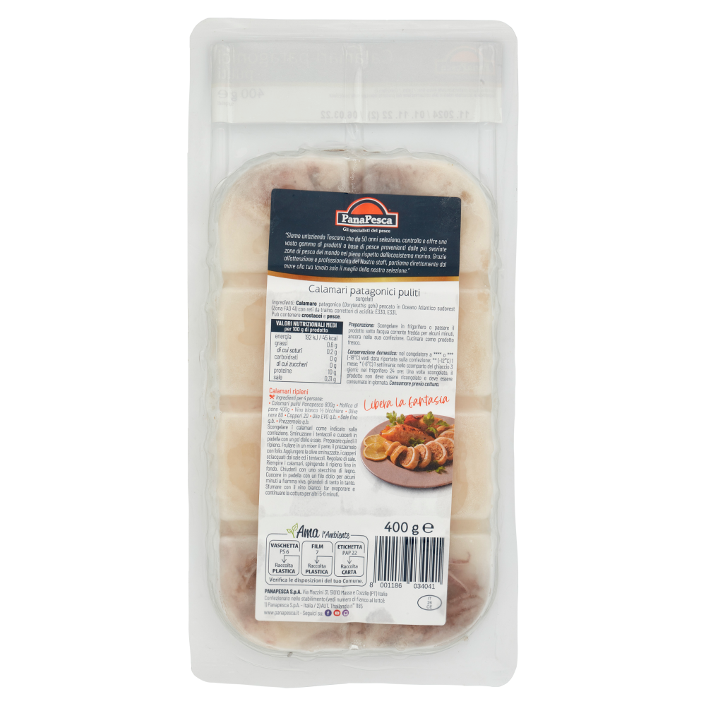 PanaPesca Calamari patagonici puliti surgelati 400 g