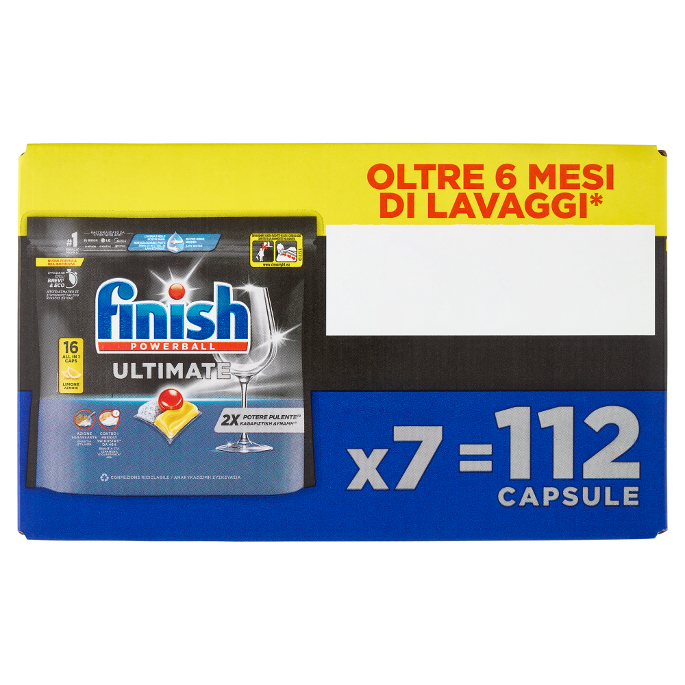 Finish Ultimate Limone pastiglie lavastoviglie 112 lavaggi 1444,8 g