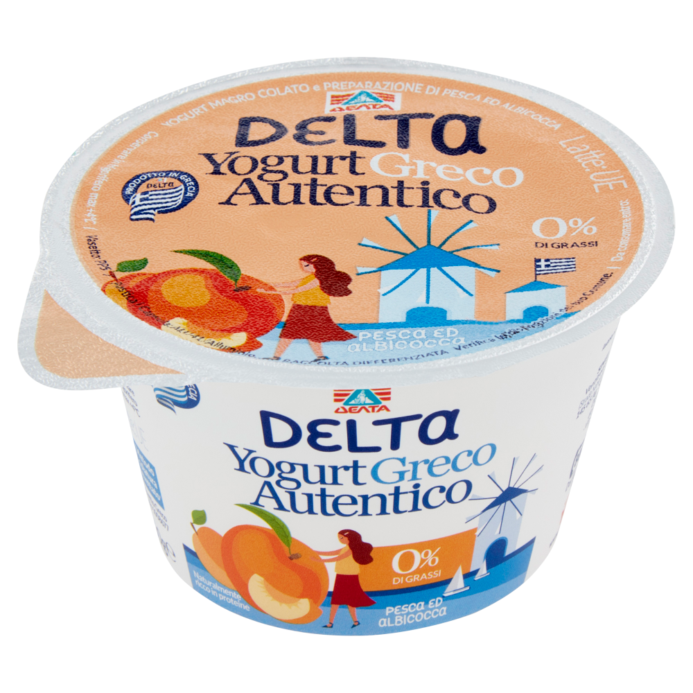 Delta Yogurt Greco Autentico 0% di Grassi Pesca ed Albicocca 150 g